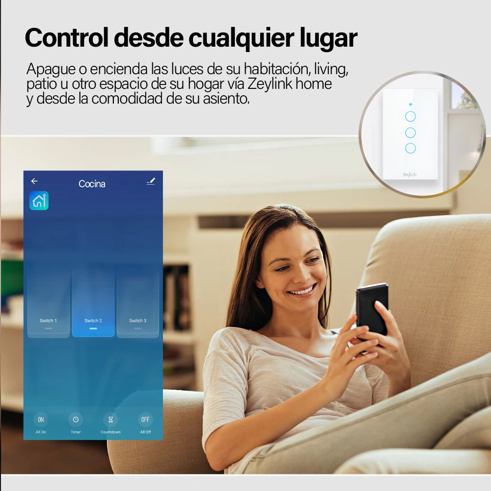 Interruptor Inteligente Universal Wifi Luz Smart Negro Alexa 3