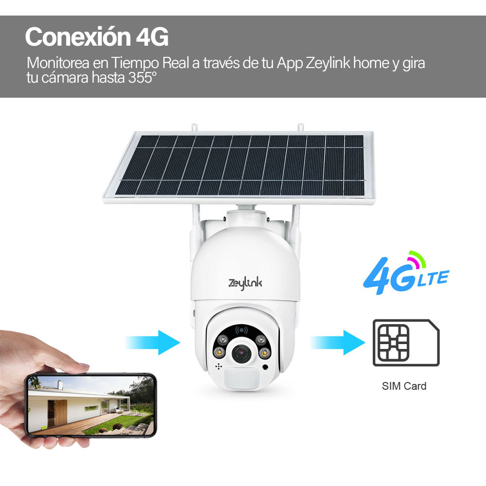 Camara Vigilancia Exterior Solar con Tarjeta SIM 4G ( incluida )