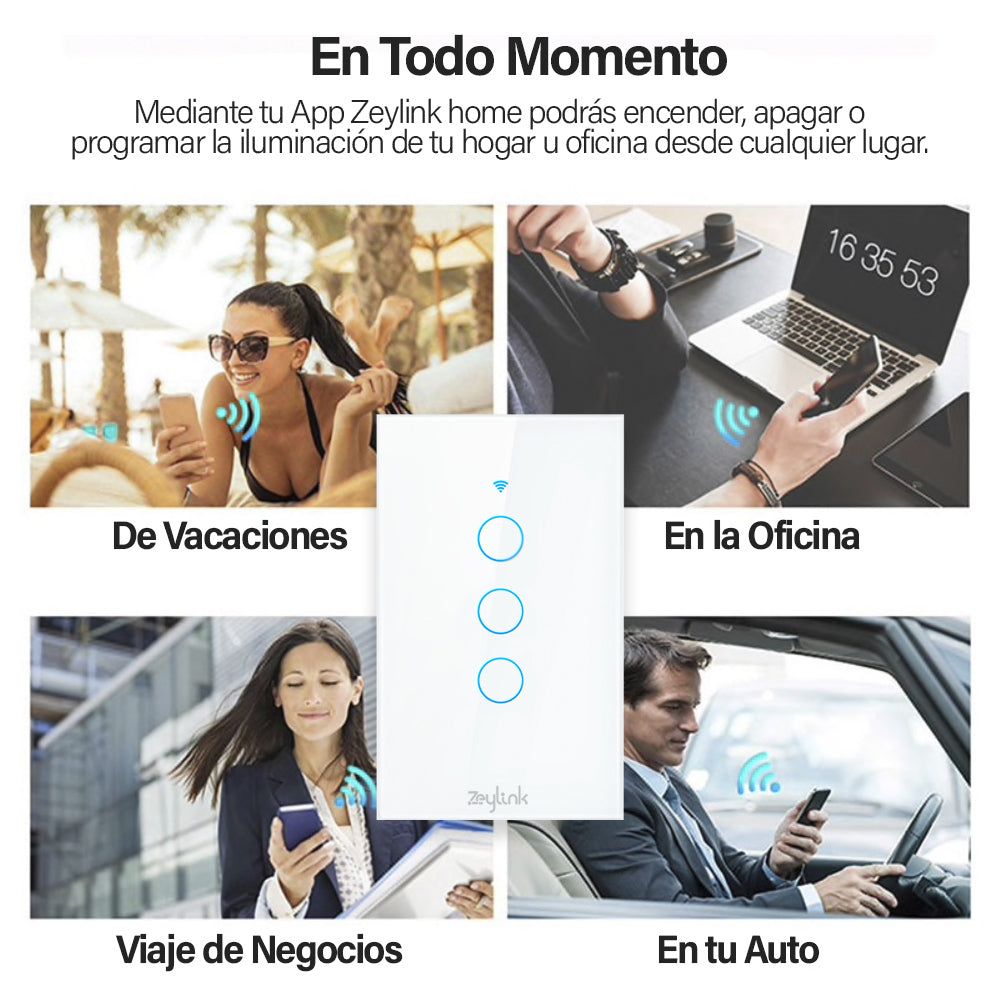 Interruptor Inteligente Wifi 3 Canales Touch Smart Life Alexa Google