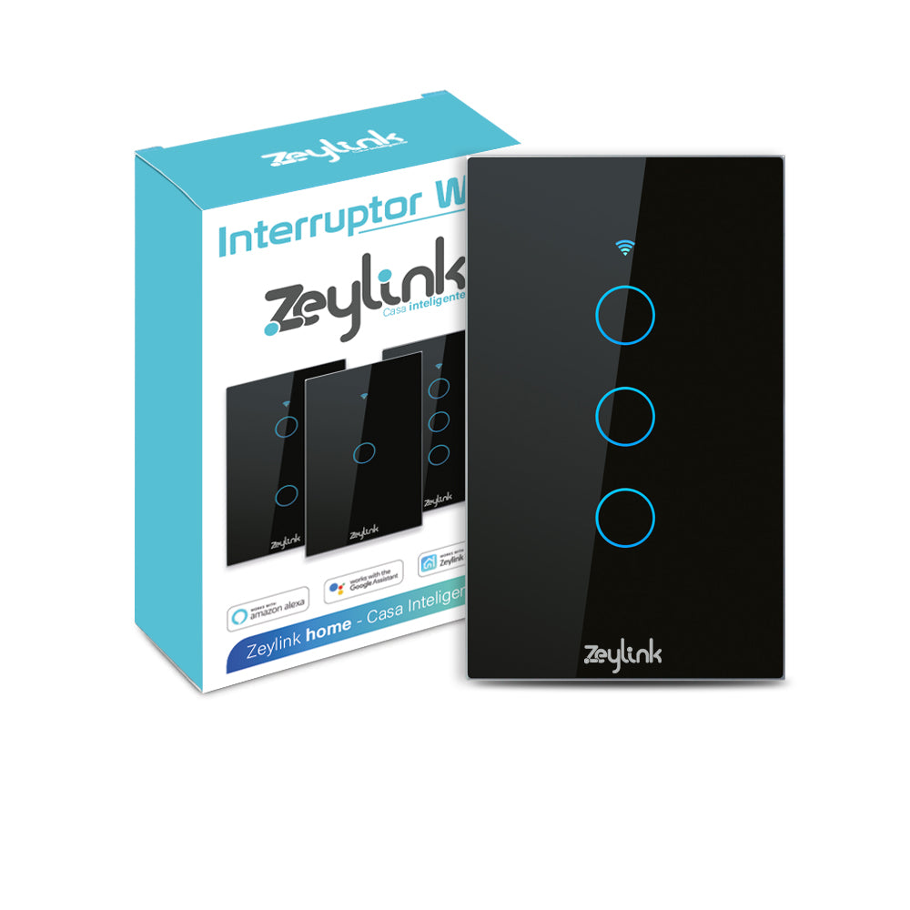 Interruptor De Pared Wifi 3 Canales Inteligente Color Black – Zeylink